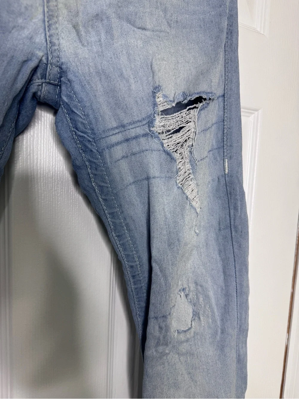 True Religion women Light Blue Distressed Skinny Jeans